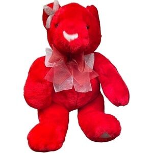 Vintage Commonwealth Teddy Bear Plush 2002 Valentines Day Satin Heart Nose Feet